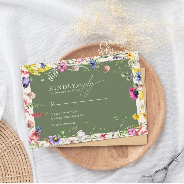 Spring Boho Chic Colorful Wildflower Wedding  Enclosure Card (Creator Uploaded)