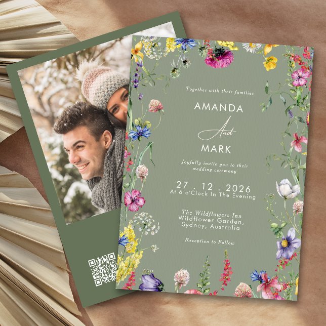 Spring Boho Chic Colourful Wildflower Wedding Invi Invitation (Creator Uploaded)