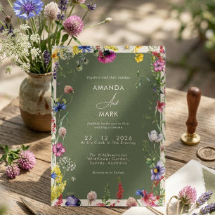 Spring Boho Chic Colourful Wildflower Wedding Invitation