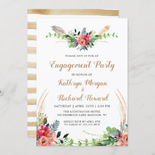 Spring Boho Country Floral Garden Engagement Party Invitation