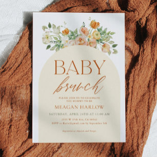 Spring Boho Floral Girl Baby Brunch Invitation