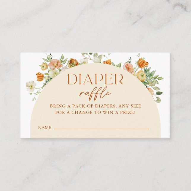 Spring Boho Flowers Baby Shower Diaper Raffle  Enclosure Card (Front)