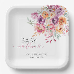 Spring Boho Garden Floral Baby In Bloom Paper Plate