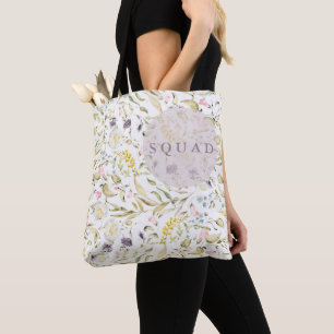Spring Boho Wildflower Pampas Bridal Shower Squad Tote Bag