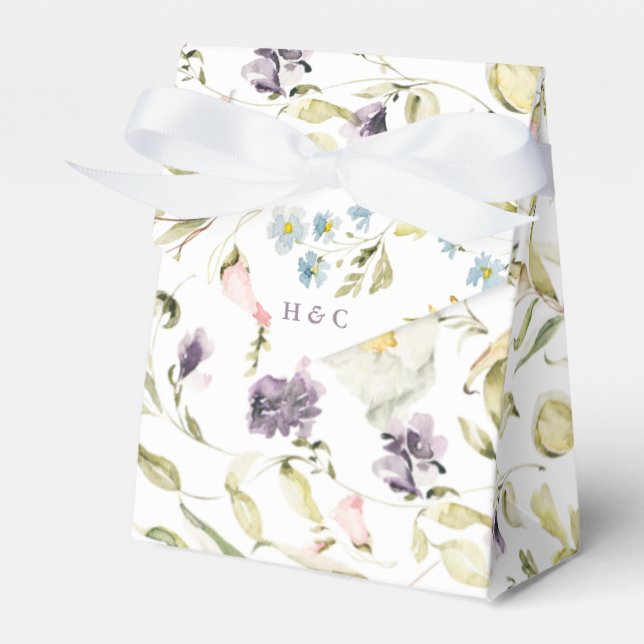 Spring Boho Wildflower Pampas Wedding Favour Box (Front Side)