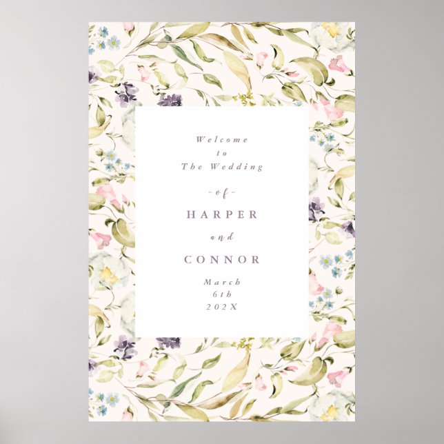 Spring Boho Wildflower Pampas Wedding Poster (Front)