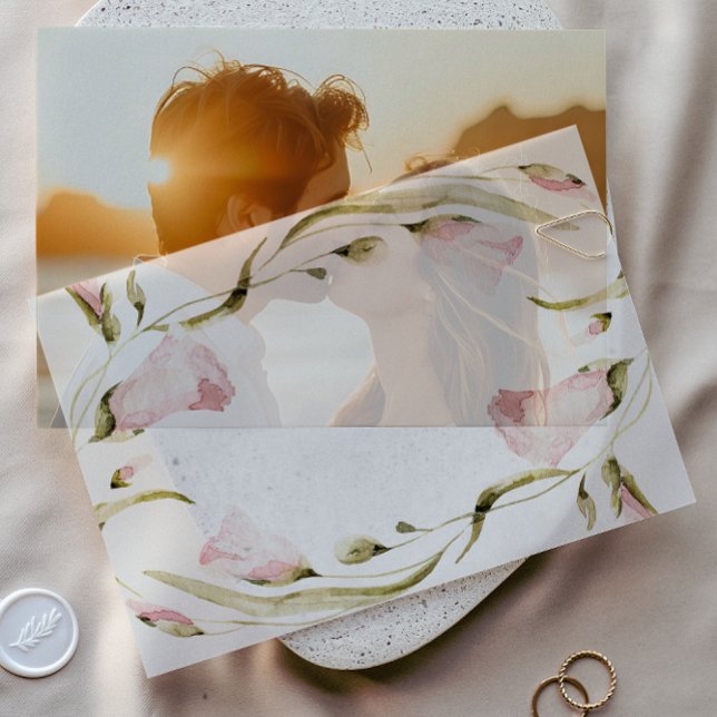 Spring Boho Wildflower Wedding Frame Vellum Invitations (Creator Uploaded)