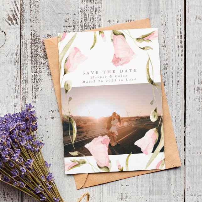 Spring Bold Wildflowers Boho Photo Wedding Save The Date (Creator Uploaded)
