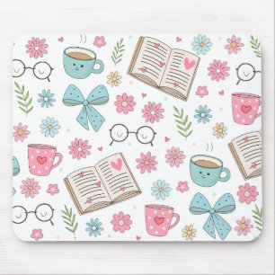 Spring Books and Flowers Mouse Pad