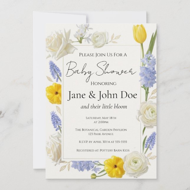 Spring Botanical Baby Shower Invitation (Front)