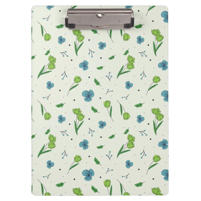 Spring Botanical Decorative Blooming Seamless Clipboard (Front)