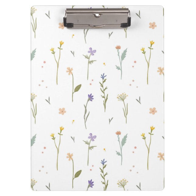 Spring Botanical Decorative Blooming Seamless Clipboard (Front)