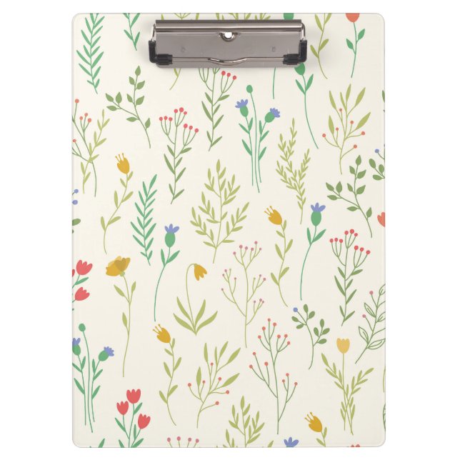 Spring Botanical Decorative Blooming Seamless Clipboard (Front)