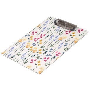 Spring Botanical Decorative Blooming Seamless Clipboard