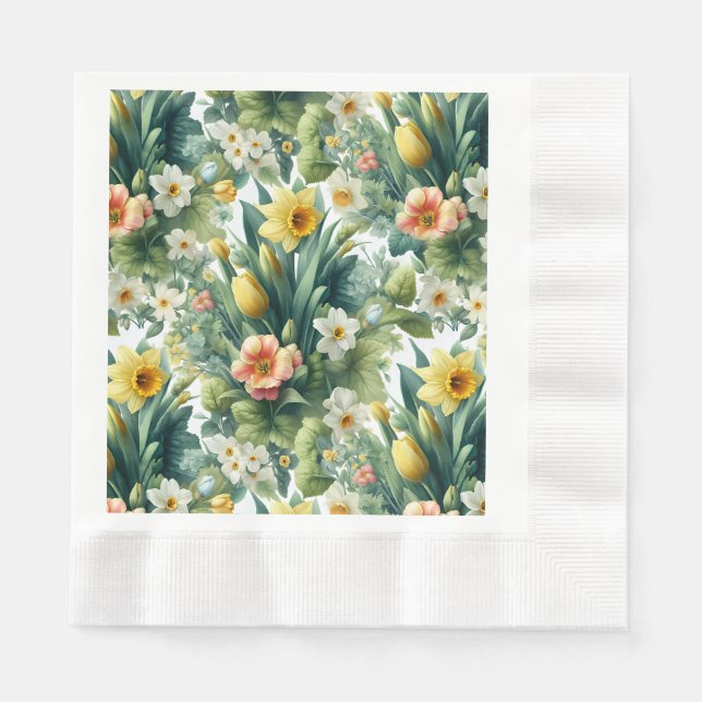 Spring Botanical Floral Easter Napkins (Front)