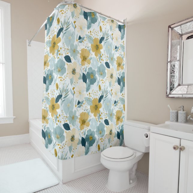 Spring Botanical Floral  Shower Curtain (In Situ)