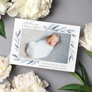 Spring Botanical Photo Birth Announcement