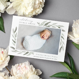 Spring Botanical Photo Birth Announcement