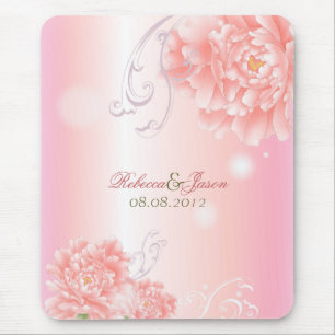Spring Botanical  pink peony wedding Mouse Pad