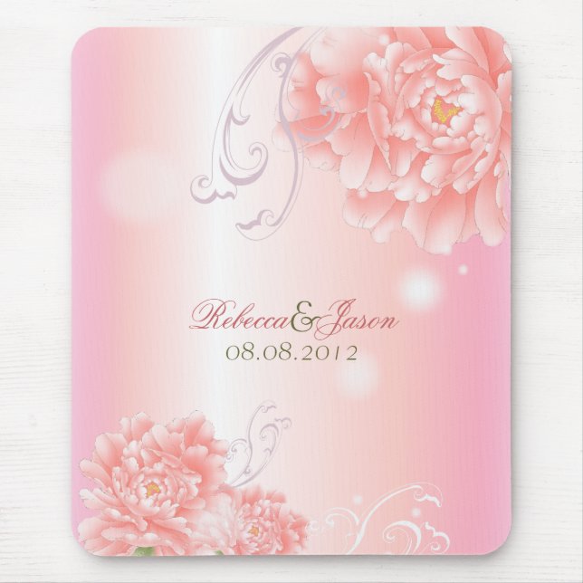 Spring Botanical  pink peony wedding Mouse Pad (Front)