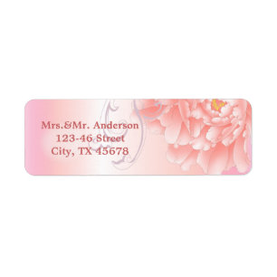 Spring Botanical pink peony wedding Return Address Label