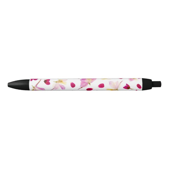 Spring Botanical Wildflowers Petal Blossoms Black Ink Pen (Front)