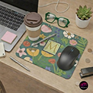 Spring Botanicals Monogram Mouse Pad
