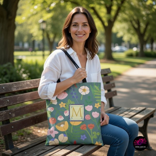Spring Botanicals Monogram Tote Bag (Garden vibes on the go.)