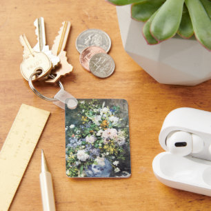 Spring Bouquet by Pierre Renoir, Vintage Flowers Key Ring