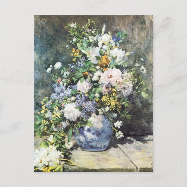 Spring Bouquet by Pierre Renoir, Vintage Flowers Postcard (Front)