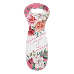 Spring Bouquet in Pink and Ivory Wine Bag
