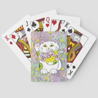 Spring Bouquet Maneki Neko (Lucky Cat) Playing Cards
