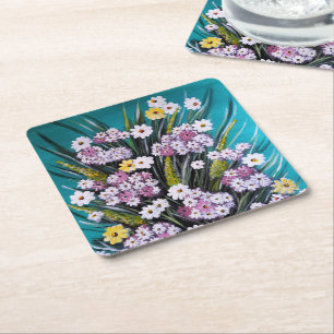 Spring Bouquet Painting by Alfred Fox Square Paper Coaster