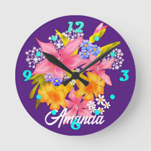Spring bouquet  round clock
