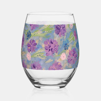Spring Bouquet Stemless Wine Glass