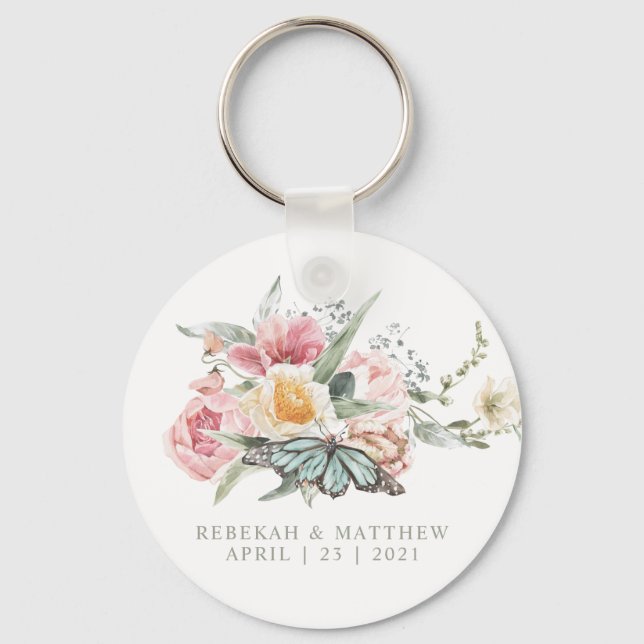 Spring Bouquet with Butterfly | Photo Keychain (Front)