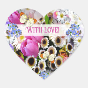 Spring Bouquet With Love Heart Sticker