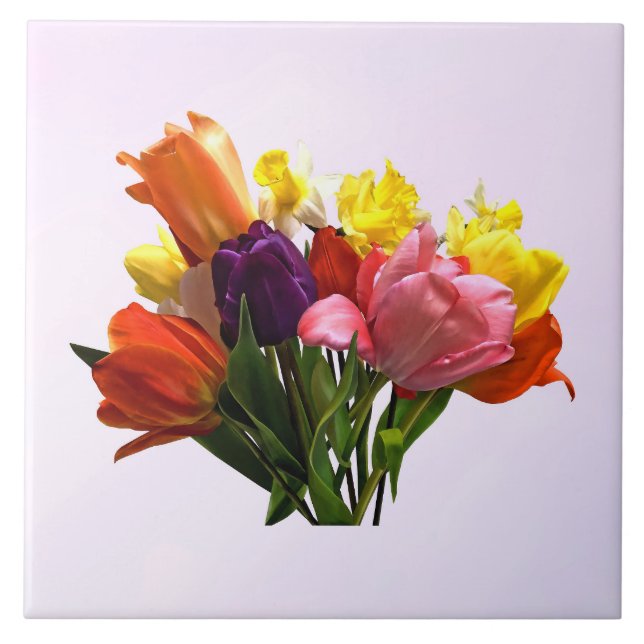 Spring Bouquet With Tulips and Daffodils Tile (Front)