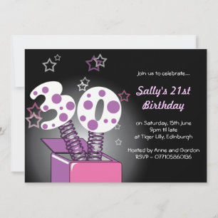 Spring Box 30th Birthday Party - pink & purple Invitation