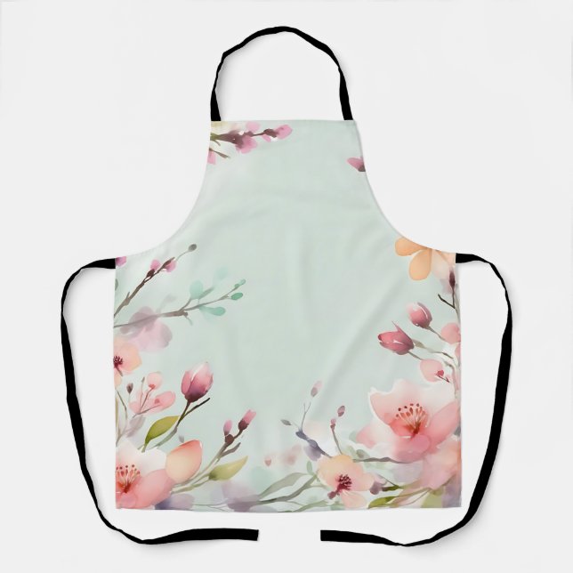 Spring Branches and Blooms Watercolor Apron (Front)