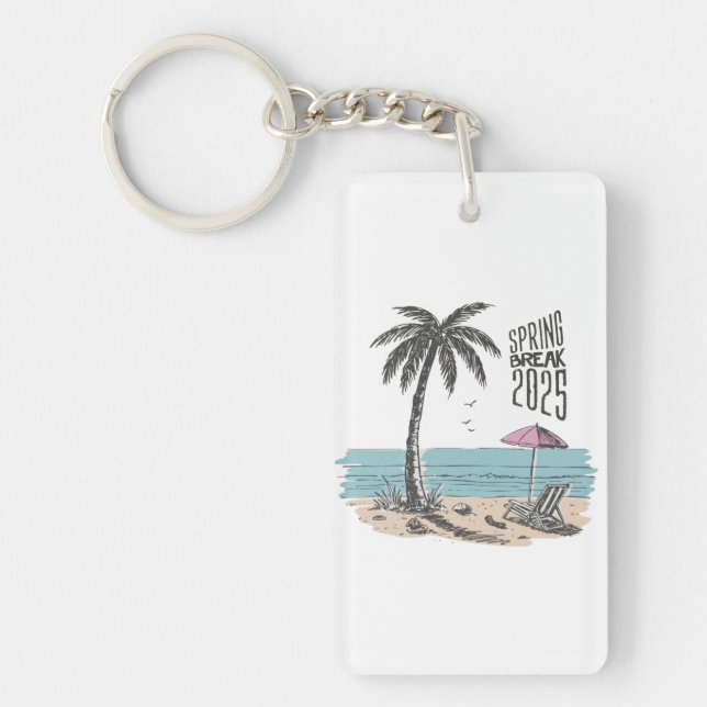 Spring Break 2025 Beach Vibes Key Ring (Front)