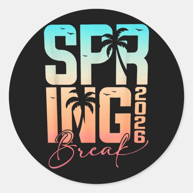 Spring Break 2026 Colourful Retro Spring Break Classic Round Sticker (Front)