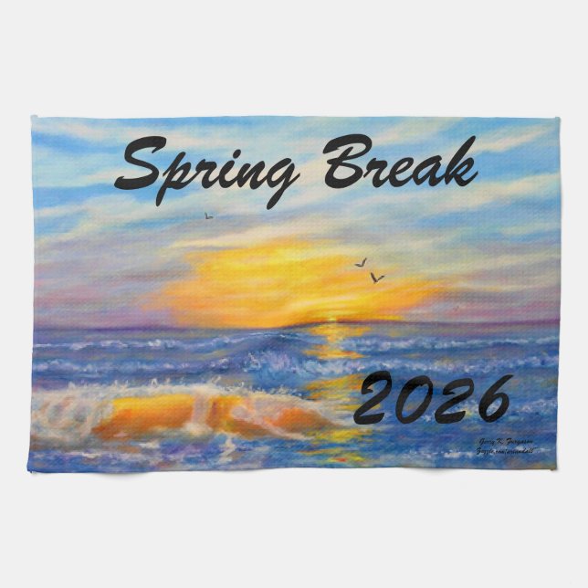 "SPRING BREAK 2026 OCEAN WAVE" TEA TOWEL (Horizontal)