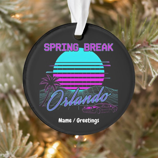Spring Break 2026 Orlando After Dark Retro Synth Ornament (Tree)