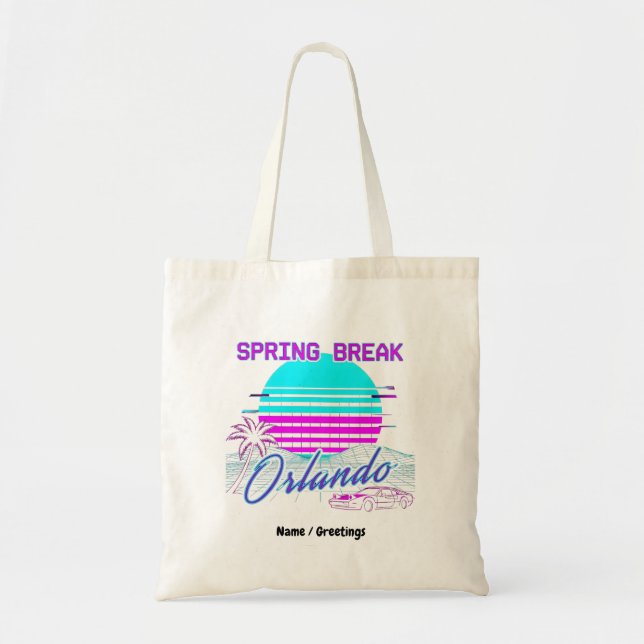Spring Break 2026 Orlando After Dark Retro Synth Tote Bag (Front)