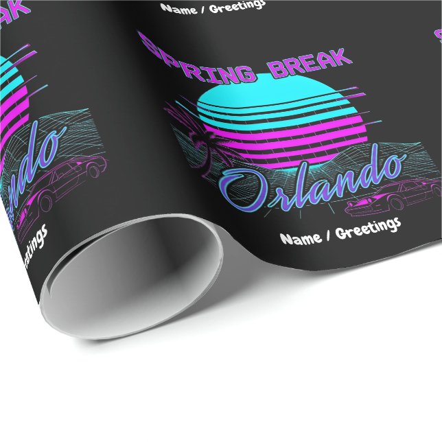Spring Break 2026 Orlando After Dark Retro Synth Wrapping Paper (Roll Corner)