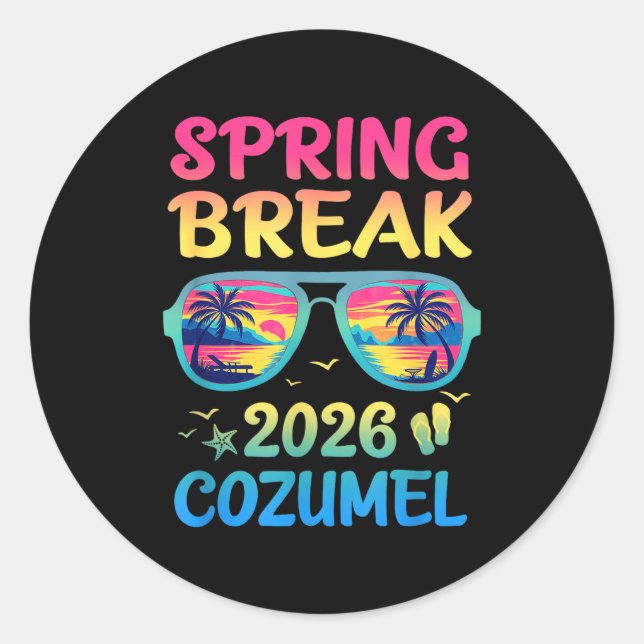 Spring Break Cozumel 2026 Vacation Trip Sungles  Classic Round Sticker (Front)