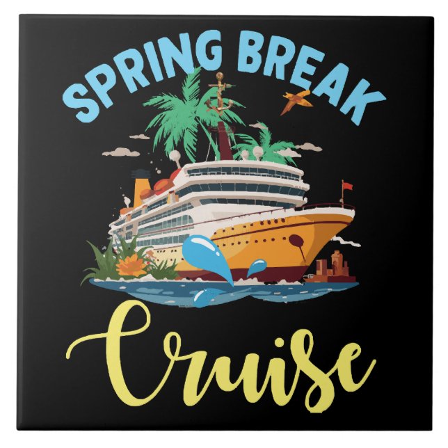 Spring Break Cruise Ceramic Tile (Front)