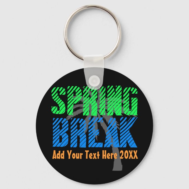 Spring Break Custom Neon Souvenir Key Ring (Front)
