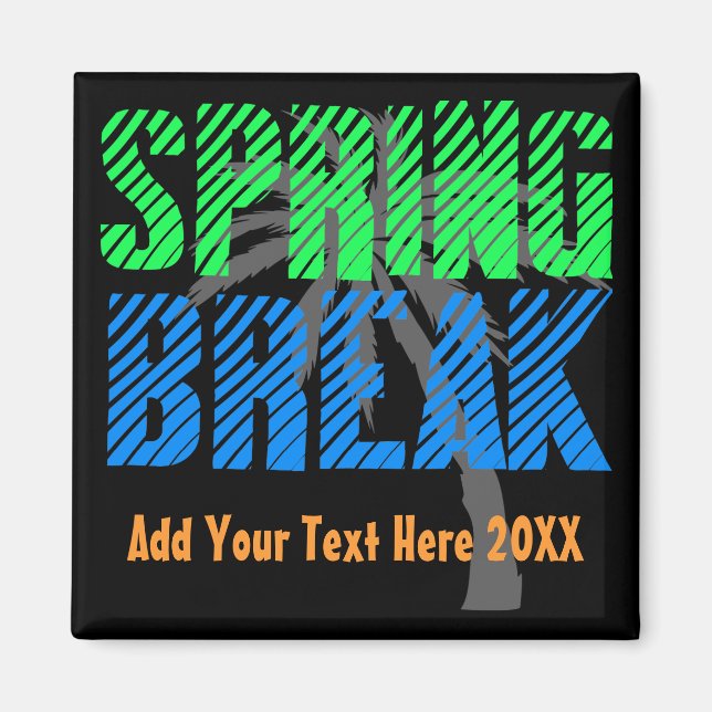 Spring Break Custom Neon Souvenir Magnet (Front)